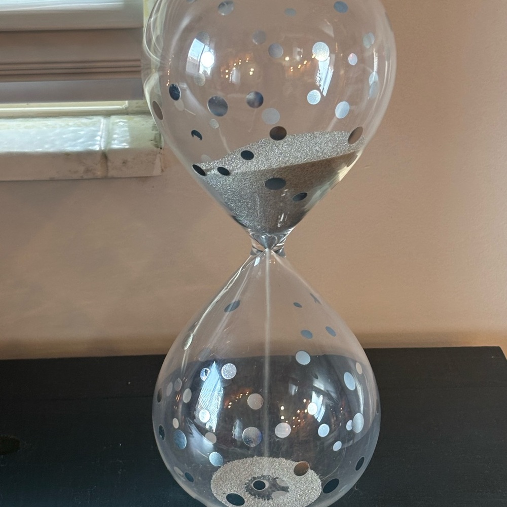 Decorative Glass Hourglass with Silver Dots